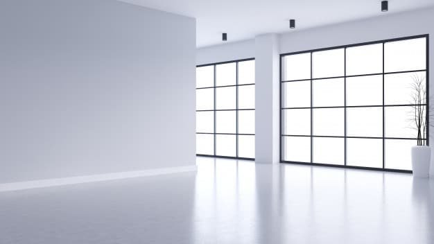 modern empty living room interior white wall concrete floor with black frame window 33739 3841 - Building and Commercial Window Cleaning - Gutter Cleaning